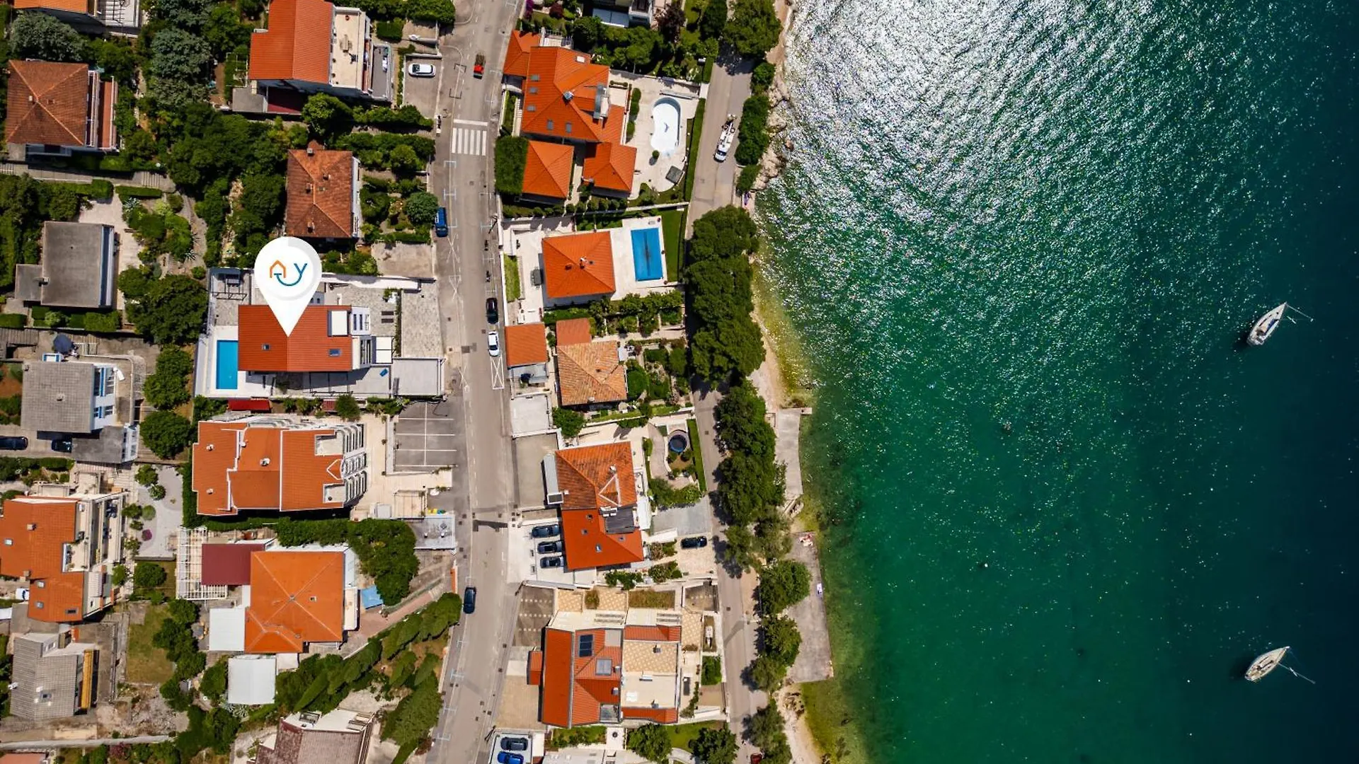 Luxury Pool Apartment With Sea View - Happy Rentals Crikvenica